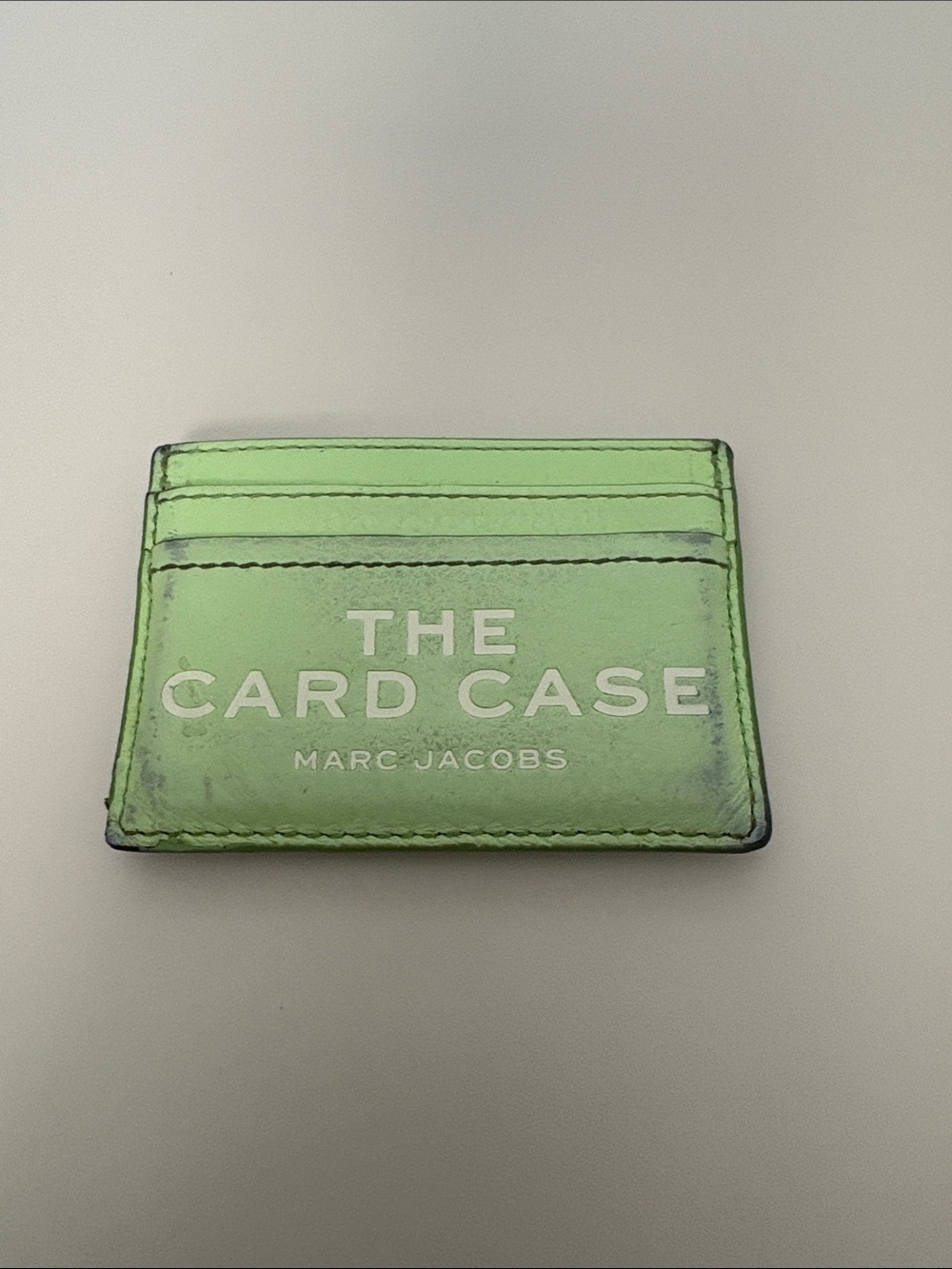 Marc Jacobs Neon Green 'THE CARD CASE' Leather Card Holder